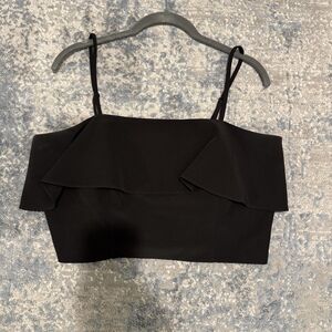 Gianni Bini Black Ruffle Square Neck Strapless Top Size 10